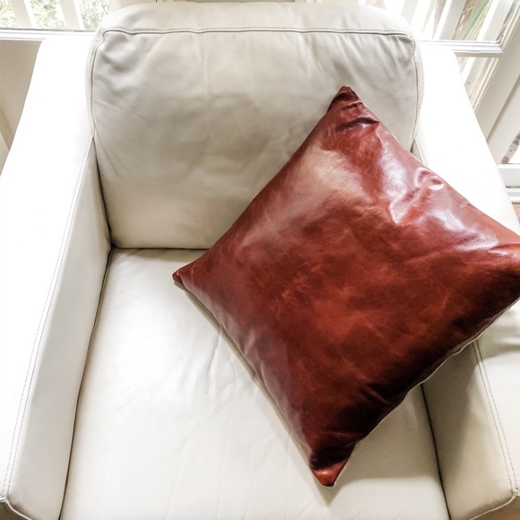 Rejuvenation leather pillow cover + insert - Picture 2 of 5
